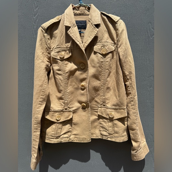 Banana Republic Jackets & Blazers - Vintage Y2K Banana Republic Tan Linen Blazer Size MD